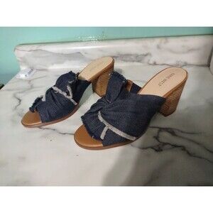 Nine West Denim Heel Sandal Women's 10 EUC Cute Summer